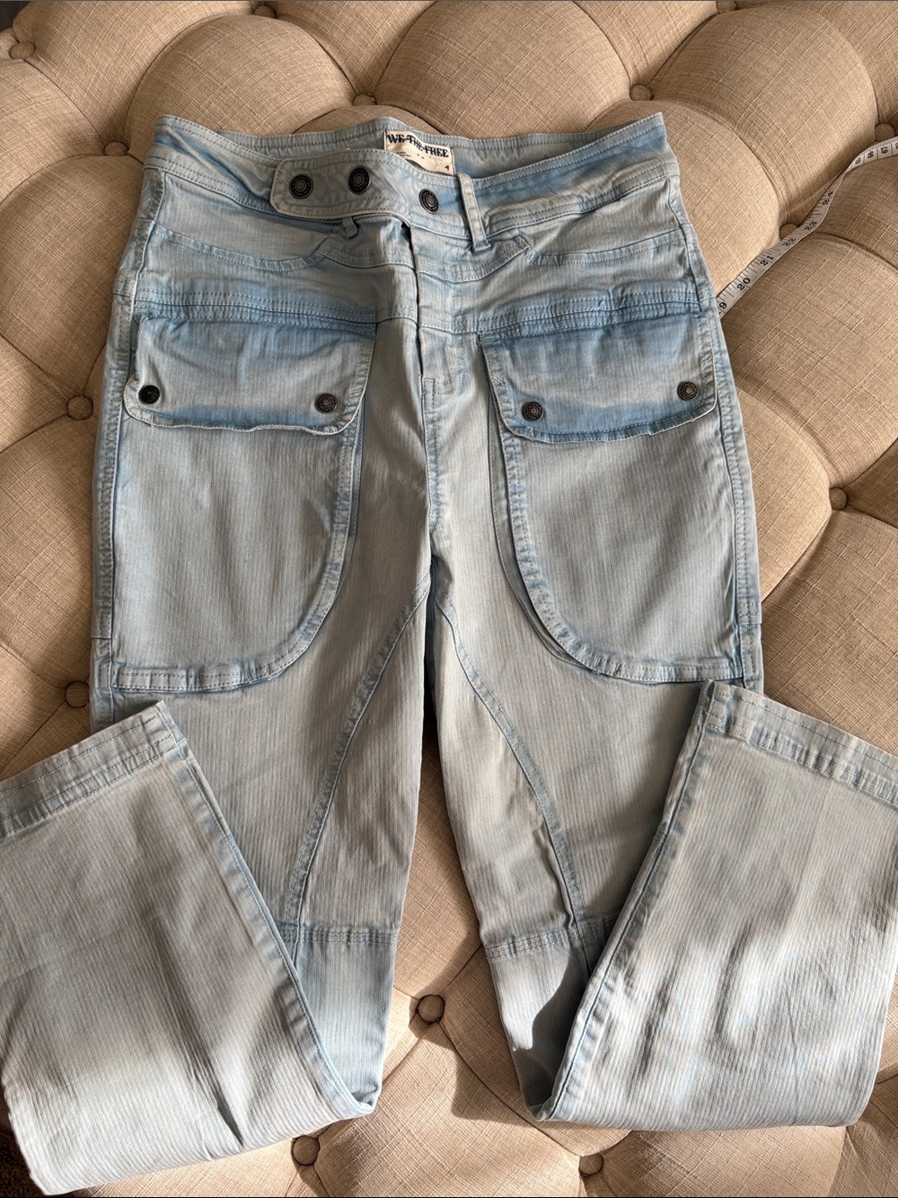 We The Free Light Blue Boyfriend Jeans with Utility Pockets
